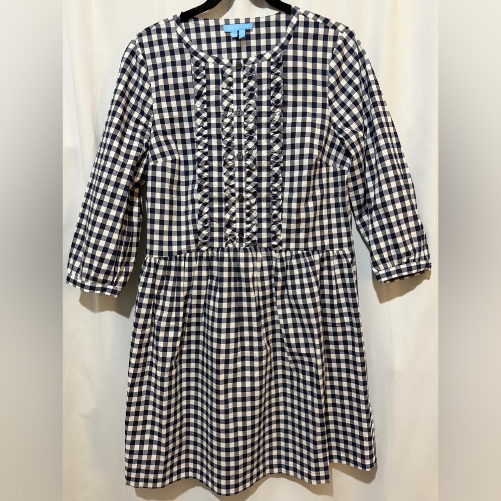 Draper James Navy and White Gingham Dress Size XS